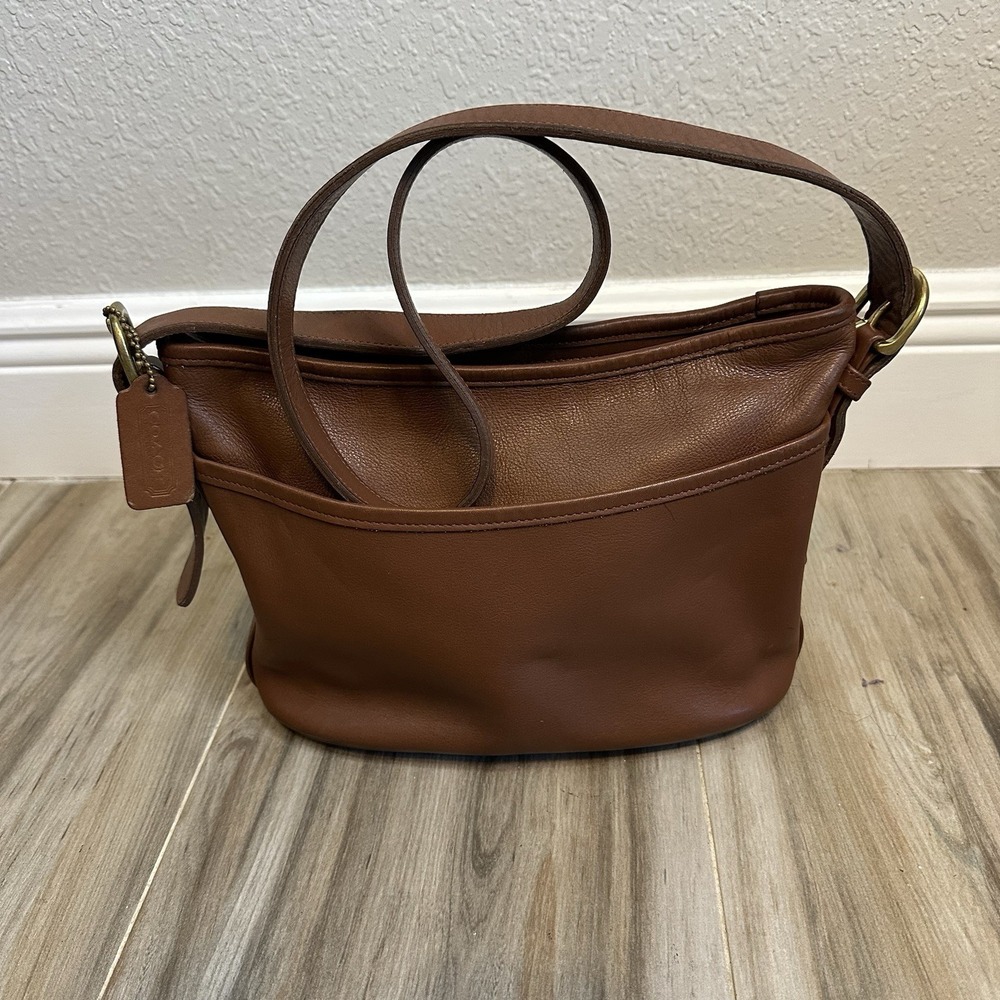 VTG COACH Worth Purse Tan Leather Shoulder Bag #4143 Hang Tag Minimalist Classic